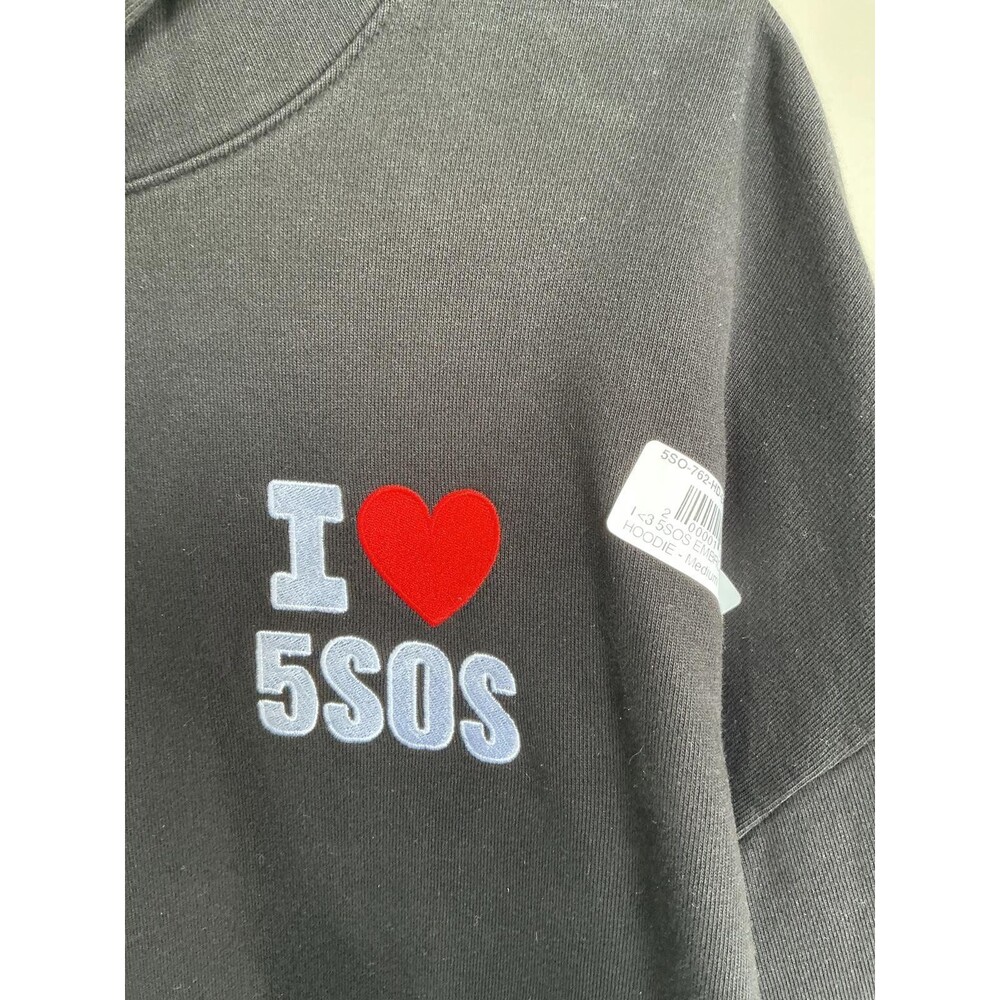 Five Seconds of Summer Black 'I Love 5SOS' Men's Black  Hoodie. Medium - Picture 2 of 4